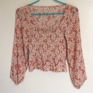 SHEIN Floral Long Sleeve Crop Top Size M